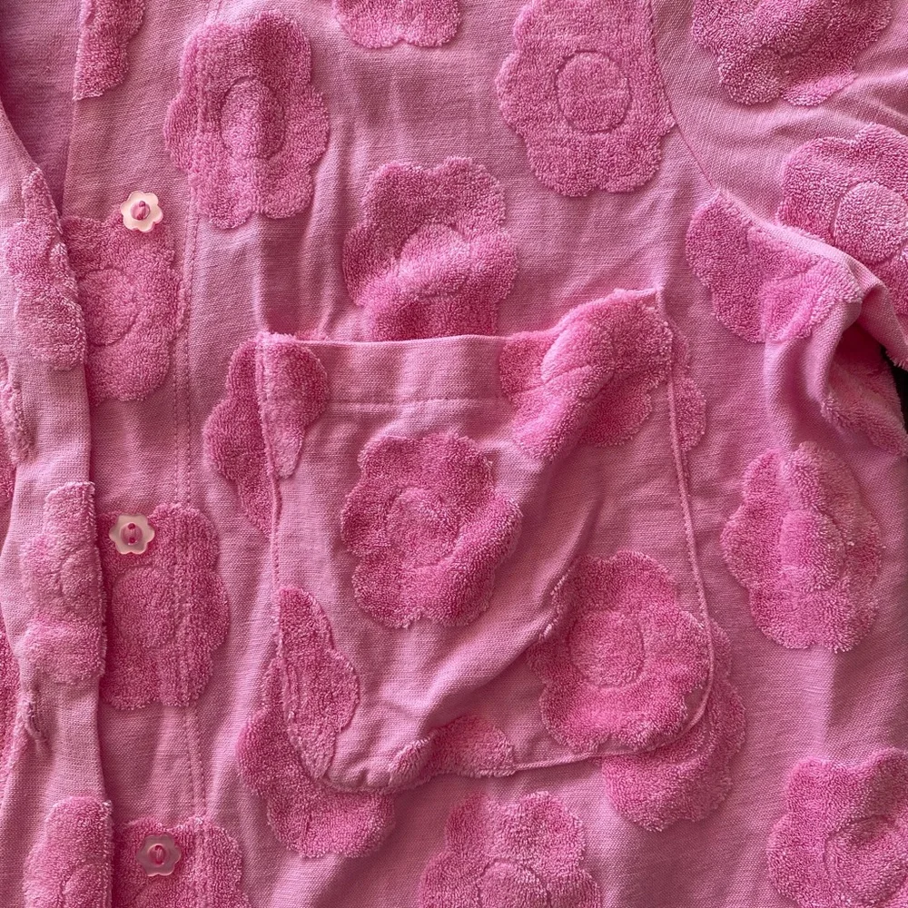 Frankie's Bikinis Pink Floral Terry Shirt